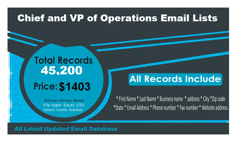 Chief VP Operations Email List