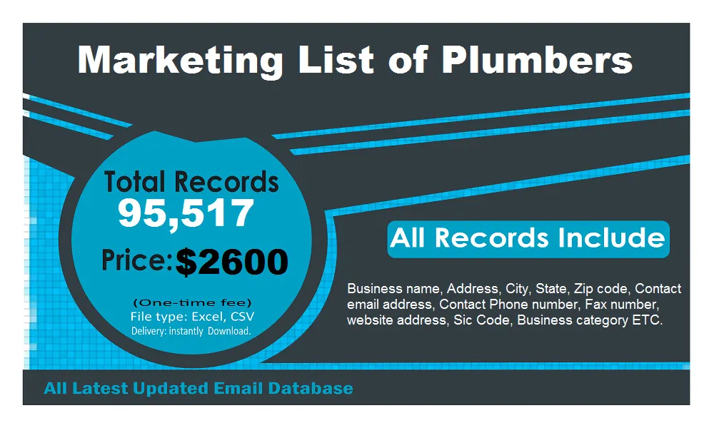 Marketing List of Plumbers